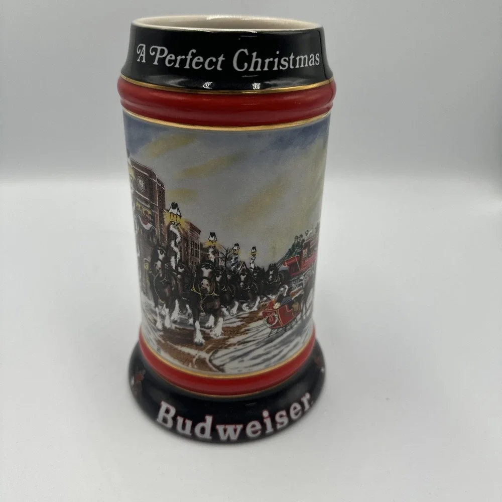1992 Budweiser Collector‎ Beer Stein Mug Clydesdales A Perfect Christmas Holiday